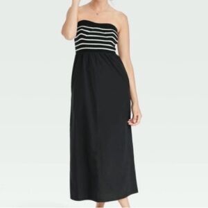 Universal Thread Black and White Strapless Maxi Dress